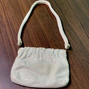 1960s Lumured shoulder bag with white metal mesh